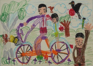 高知県中村市 具同小学校 うえた　つよし（１年） 「自転車に乗った人」